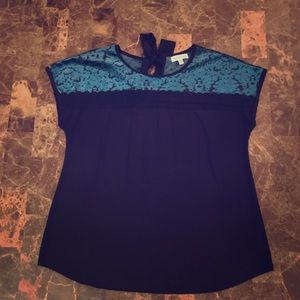Faith & Joy Black and teal blouse